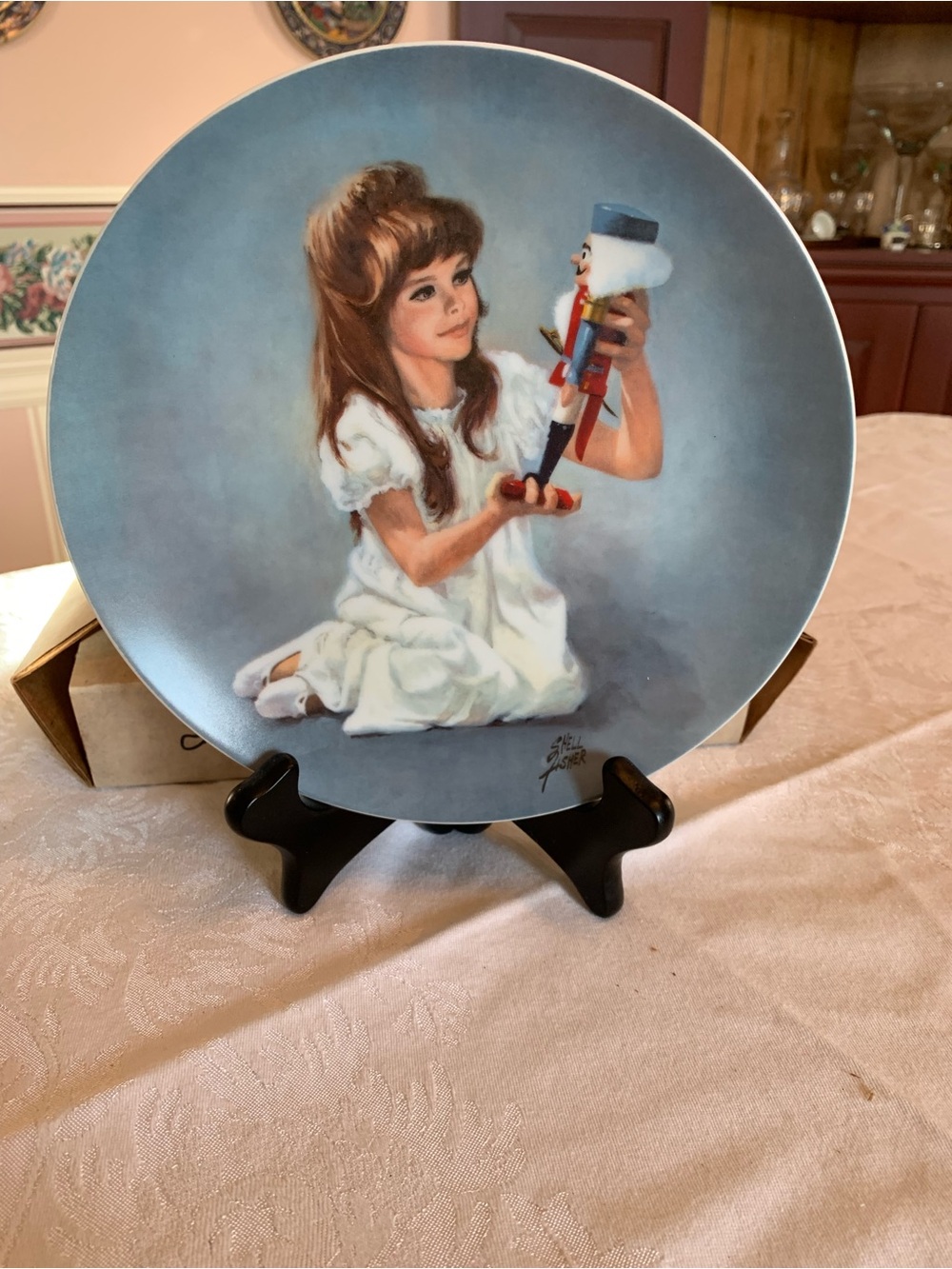 Collector Decorative Plate Featuring Clara with Nutcracker - Blue
